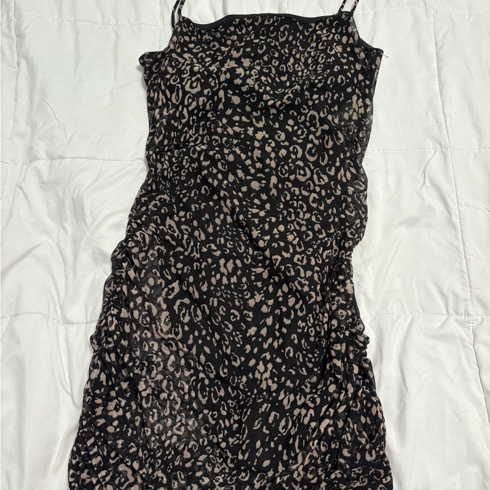 Windsor Black and Tan Animal Print Mini Dress